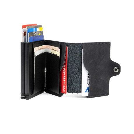 Billetera Baleine Double Kansas Zipper Full Black