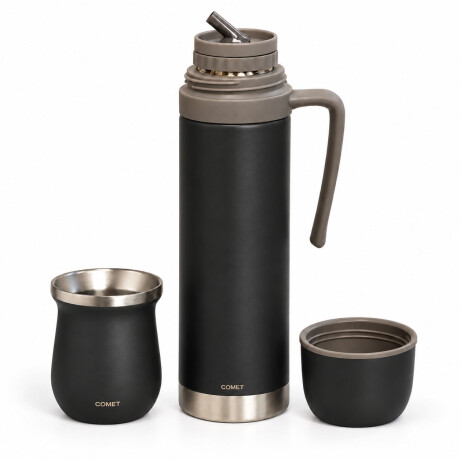 Set Termo 750Ml Manija Fija + Mate 160Ml Ac Inox Comet Negro