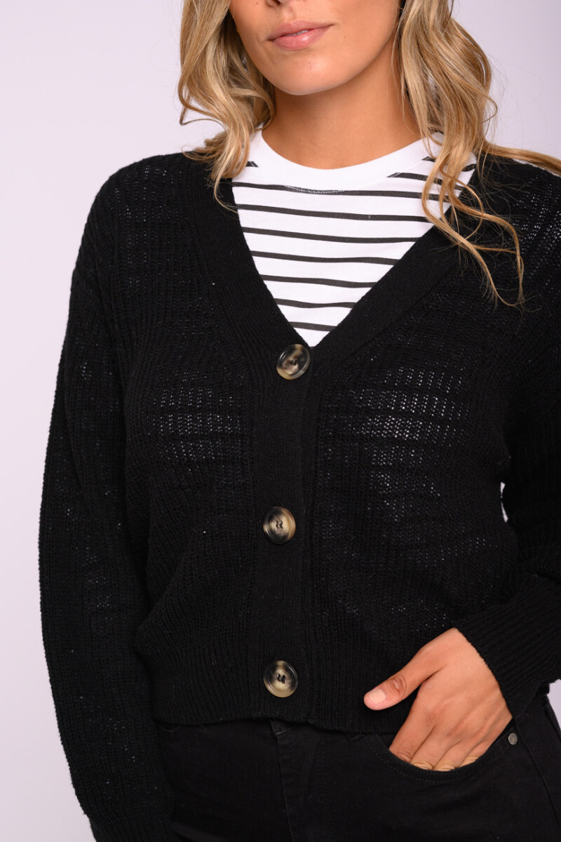 Cardigan de punto tejido Negro