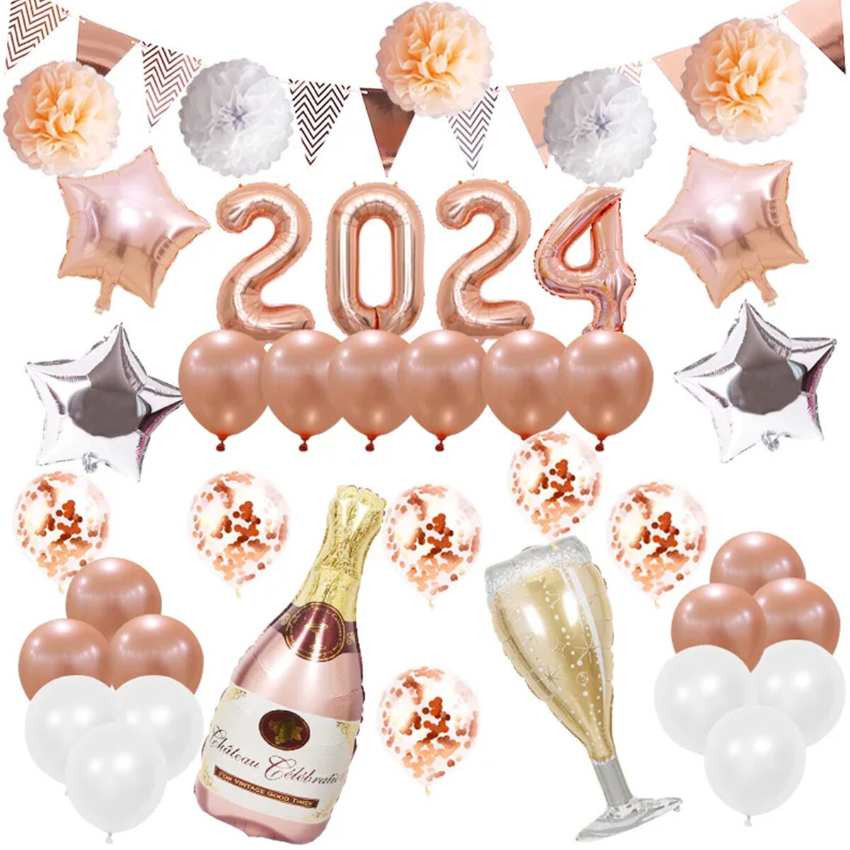 Set De Globos 44pcs Decoración Año Nuevo Navidad N°12 