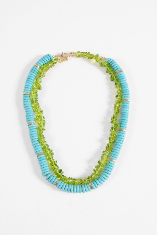 Collar doble piedras multicolor