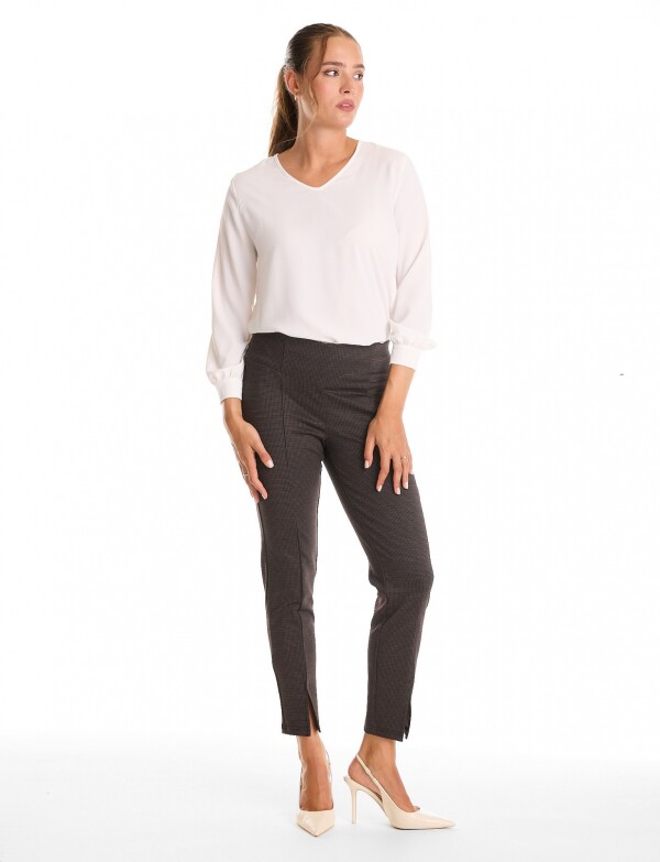 Pantalón Cigarette Cuadrillé MULTI/BORDEAUX