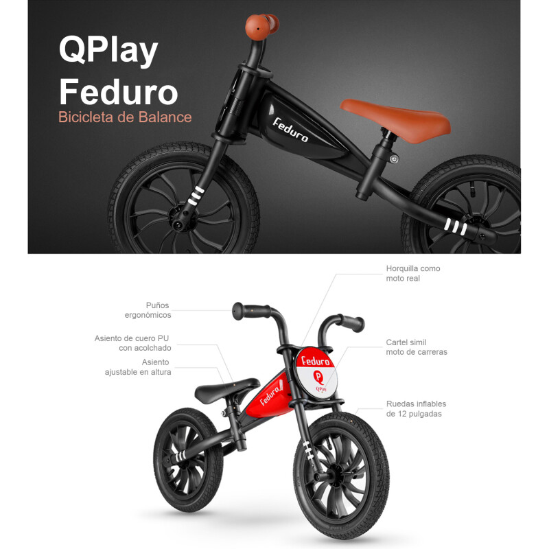 Bicicleta de Balance Qplay Feduro Rodado 12 Negro