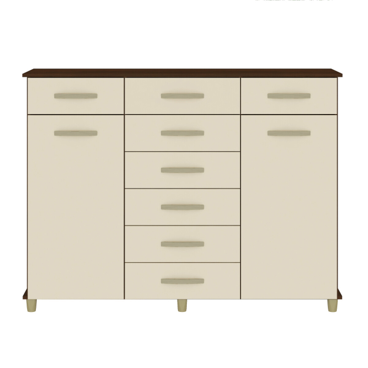 Comoda Cajonera de 8 cajones 2 puertas 1 perchero y 2 estantes internos para Dormitorio o Living - FE - Rustico / Champan 