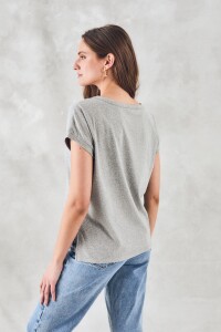 Remera Brillo Gris Melange