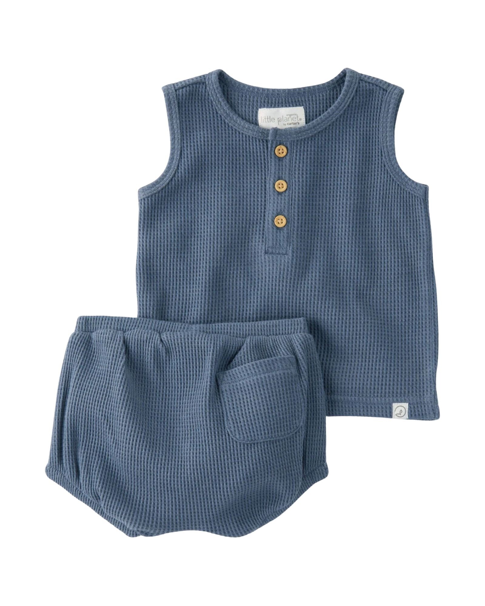 Set dos piezas de algodón orgánico, short y musculosa Sin color