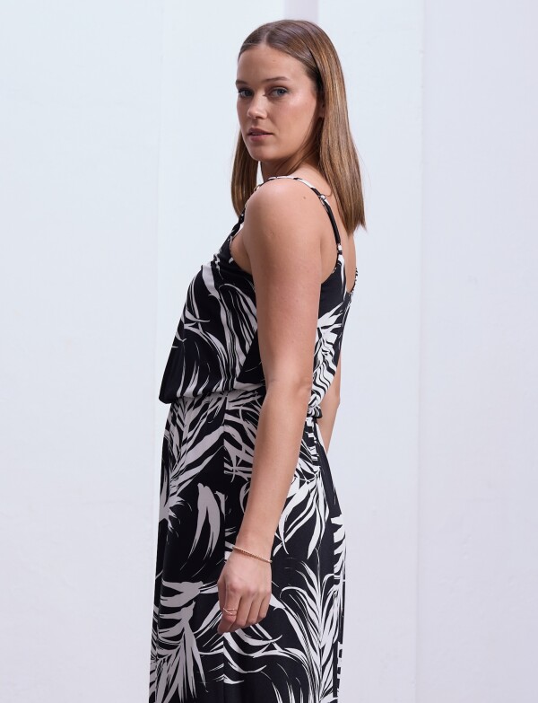 Vestido Maxi Bretel Metal NEGRO/BLANCO