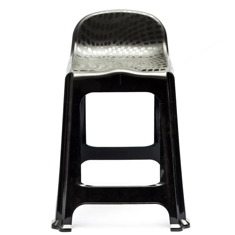 Set x4 Banqueta con respaldo apilable resistente NEGRO