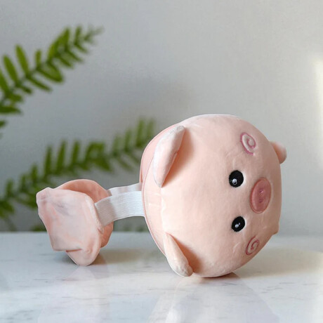 Almohada de viaje con tapaojos animalitos Rosado