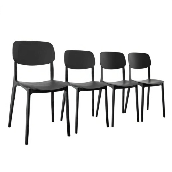 Silla Comedor Cocina Venecia Polipropileno Apilable Nórdica Negro 1