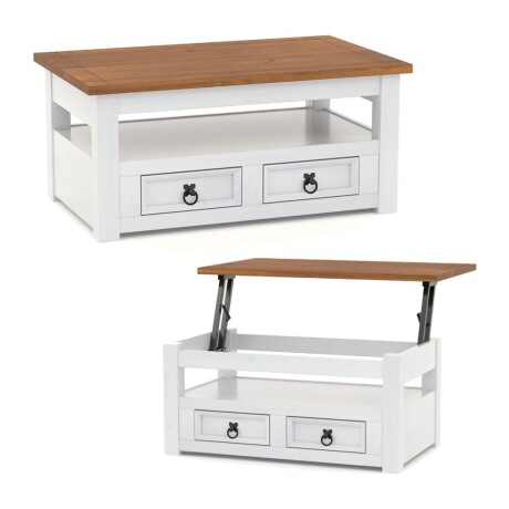 Promo Rack de Tv + Mesa Ratona Articulada Linea Naturale Blanco/Roble