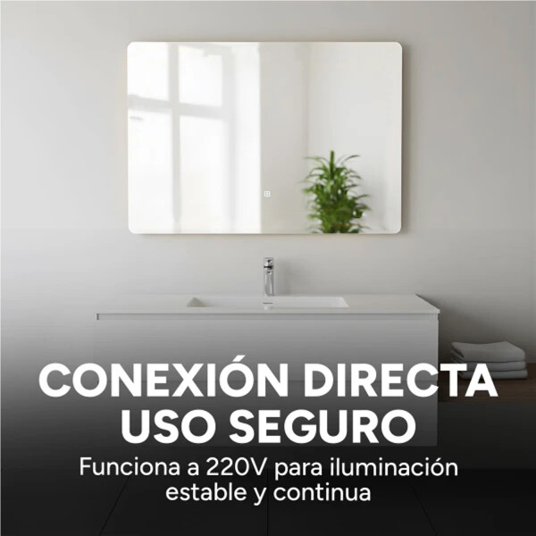 Espejo Rectangular Con Led Baño Led11 60 X 80 Desempañador ESPEJO RECTANGULAR LED11 60X80