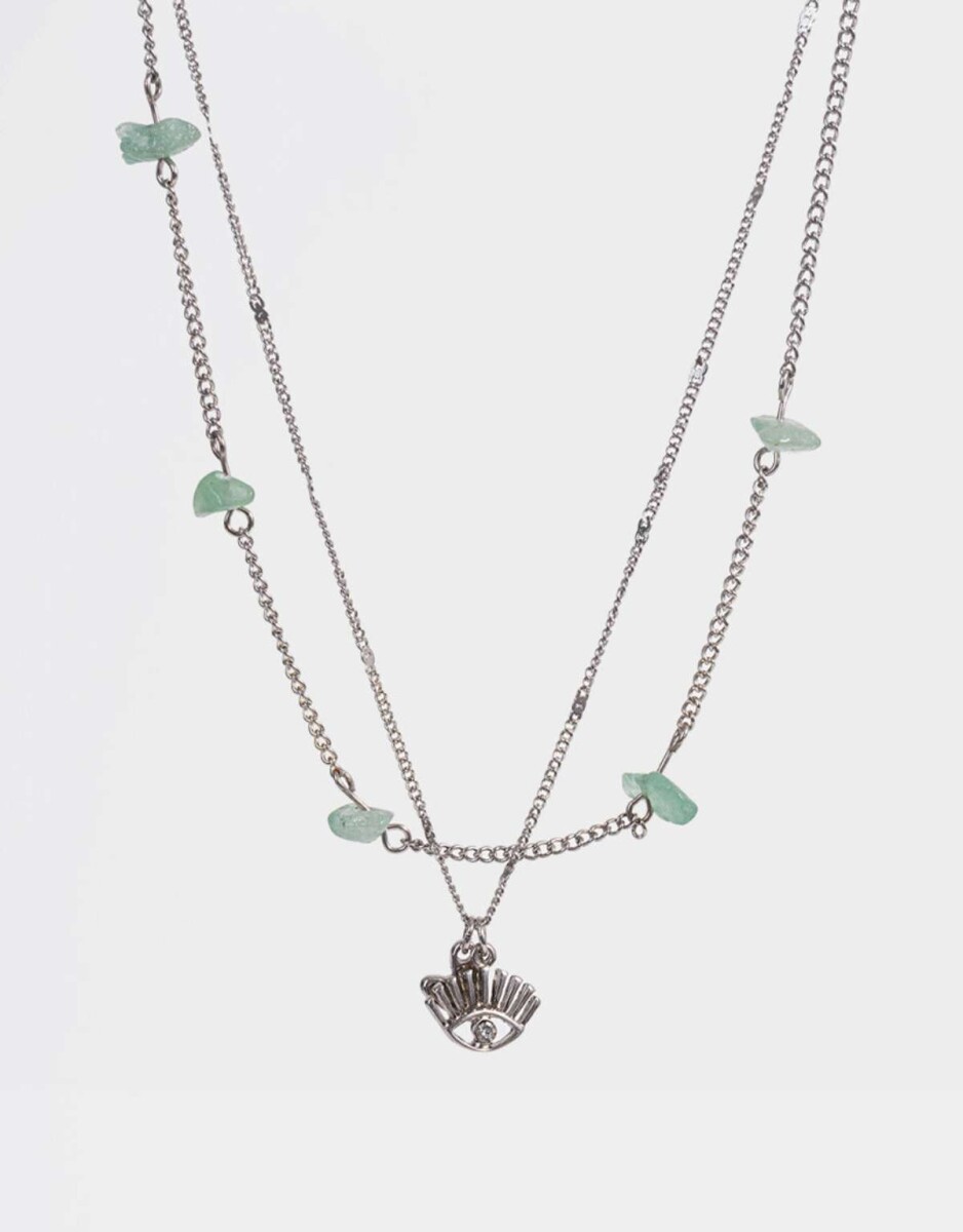 Collar Con Piedra Natural Aventurina - Plateado 