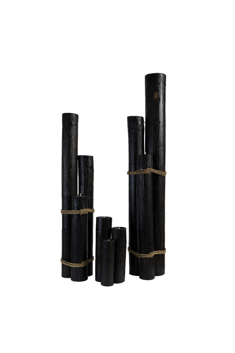 VELAS Y CANDELABROS SET 3 VELAS BAMBÚ BLACK 40/60/80H CM
