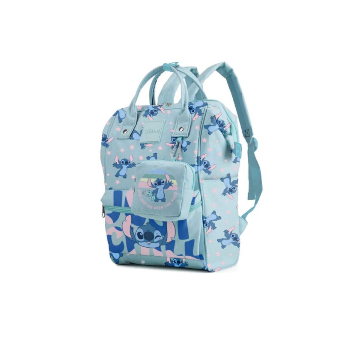 Mochila stitch con bolso llavero - Celeste - Mochila Stitch Con Bolso Llavero - Celeste 