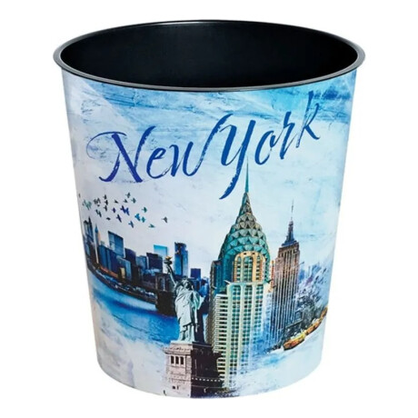 Papelera Plastico Decorativa Oficina Dormitorio Ciudades Celeste