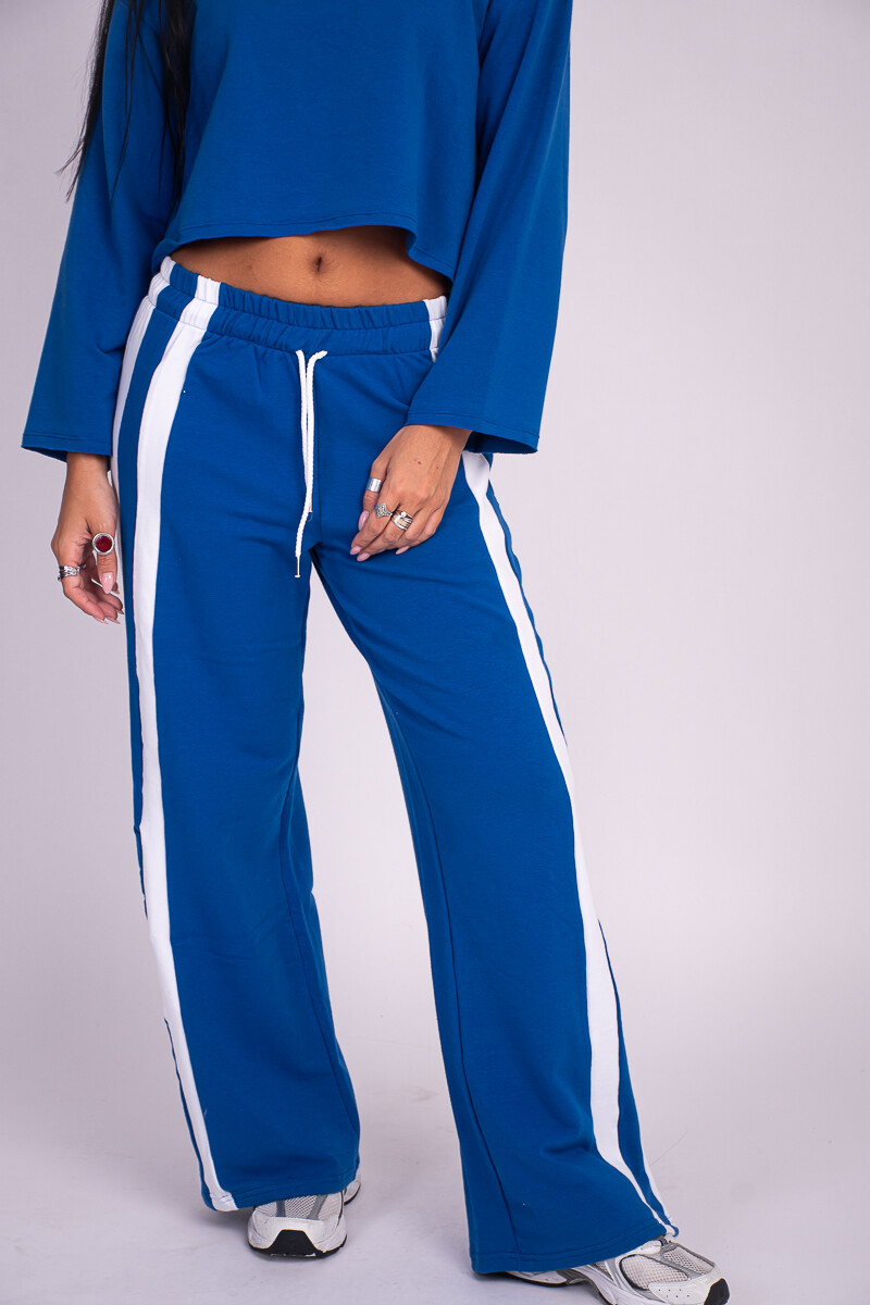 Pantalón Maca con franjas Azul