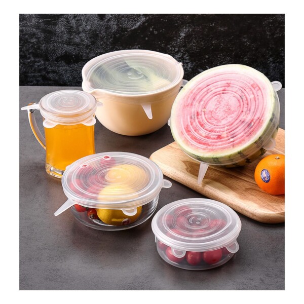 Tapas Tupper Silicona Adaptables Y Reutilizables Set De 6 Color Variante Transparente