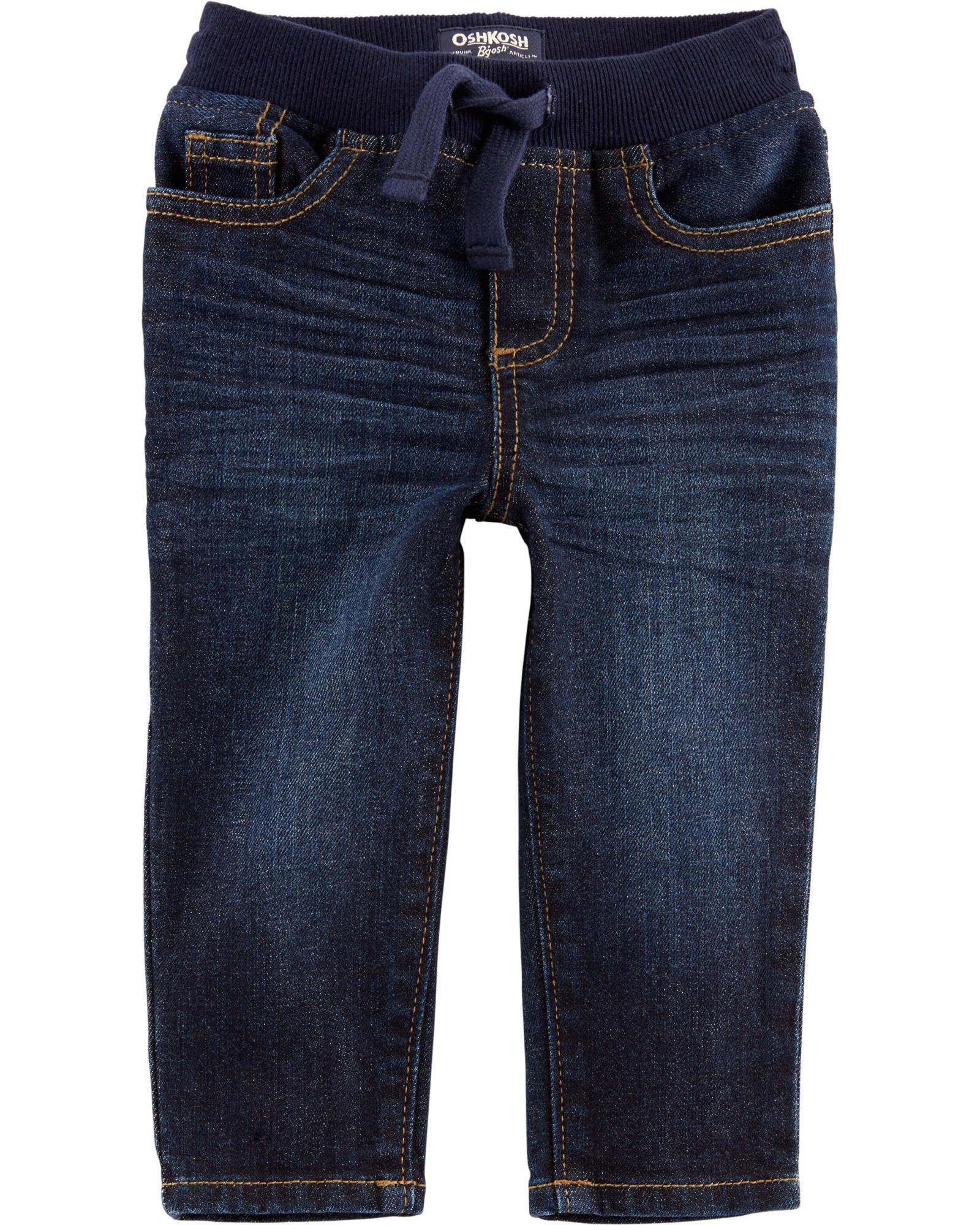 Pantalón de jean con cintura elástica y cordón Sin color