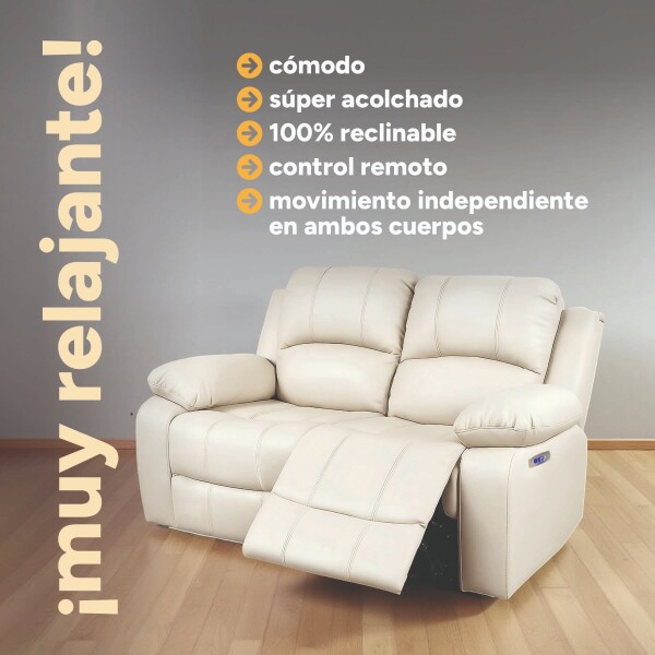 Sofá Sillón 2 Cuerpos Reclinable Masajeador Electrico Living Color Variante Crema