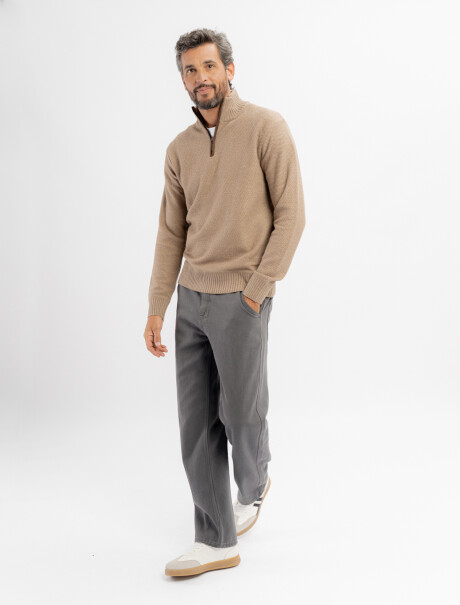 Buzo medio cierre Álamo beige