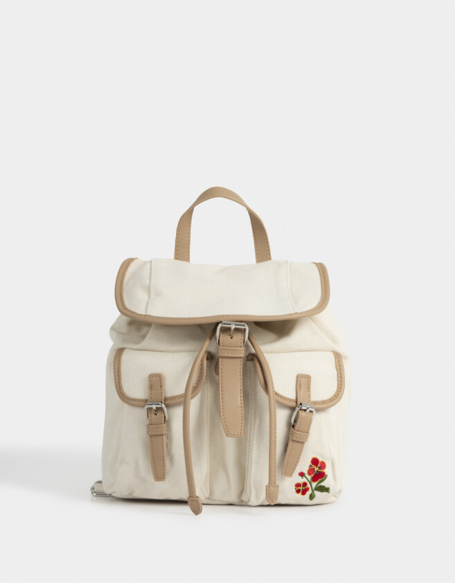 Mochilas Urbanas Mochila Canvas Solapa - Blanco Crudo