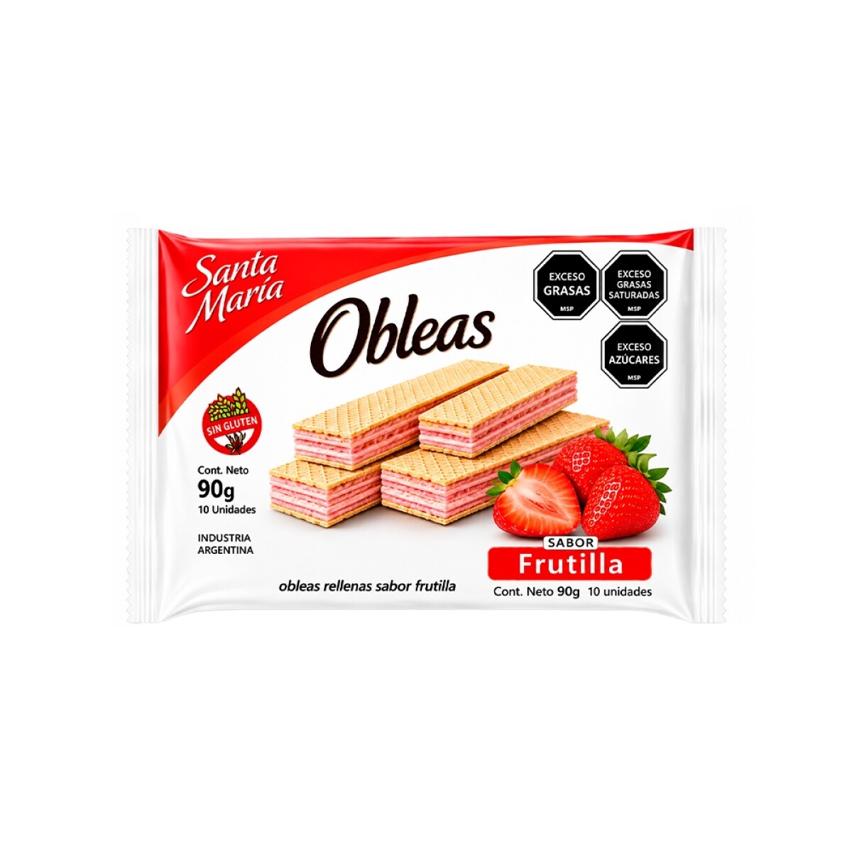 Obleas de Frutilla Sin Gluten 90g Santa María 