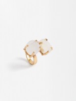 Anillo Cruzado Con Piedras rosa