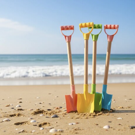 Pala De Playa 913045 Mango De Madera Varios Colores 60Cm Ub 001