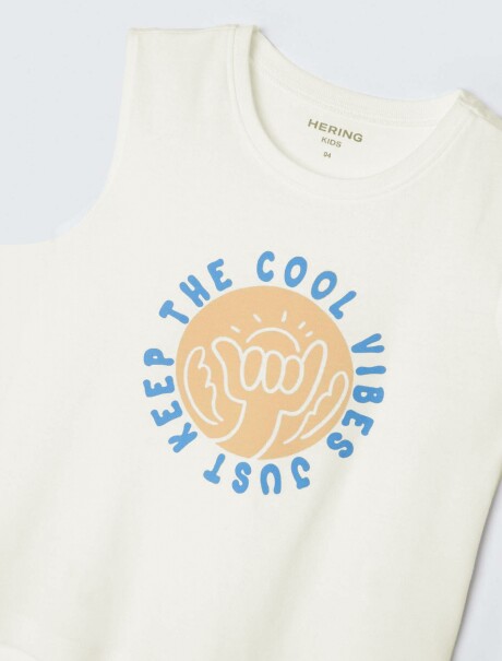 MUSCULOSA INFANTIL CON ESTAMPA BEIGE