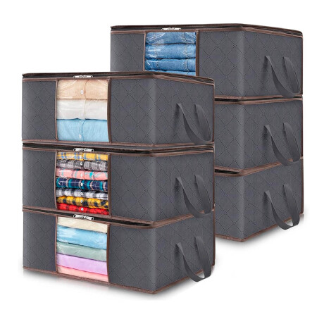 Set X6 Bolsas Organizadoras Ropa Almacenamiento Caja Gris