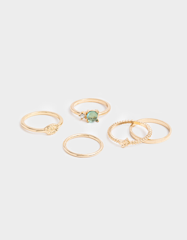 Sets Anillos Piedra Anillos Sets De Metal - Dorado
