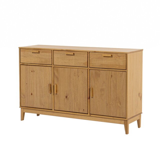 Cómoda madera maciza 4 cajones 1 puerta Marrón