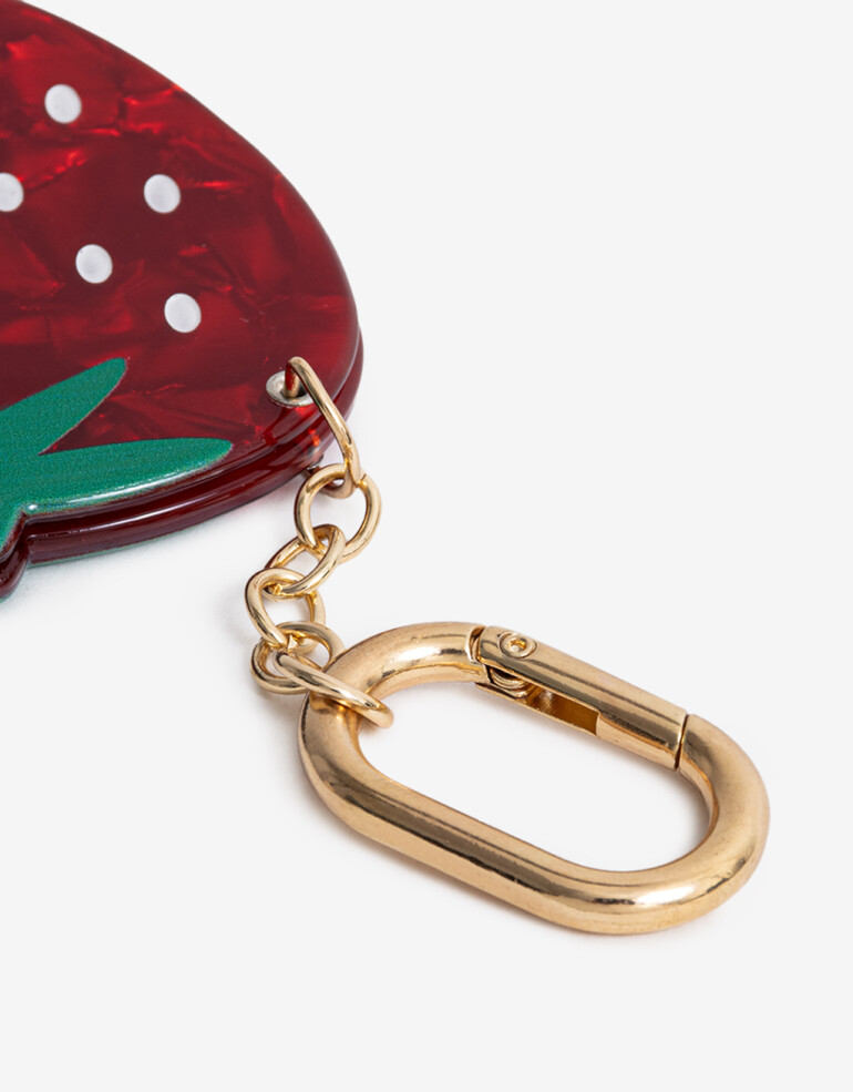 Espejos de cartera Llavero Y Bag Charm Espejo Frutillas - Rojo Frutilla