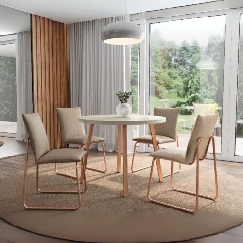 Juego de comedor - 4 sillas Soft Stellar Redonda - Marrón Juego de comedor - 4 sillas Soft Stellar Redonda - Marrón