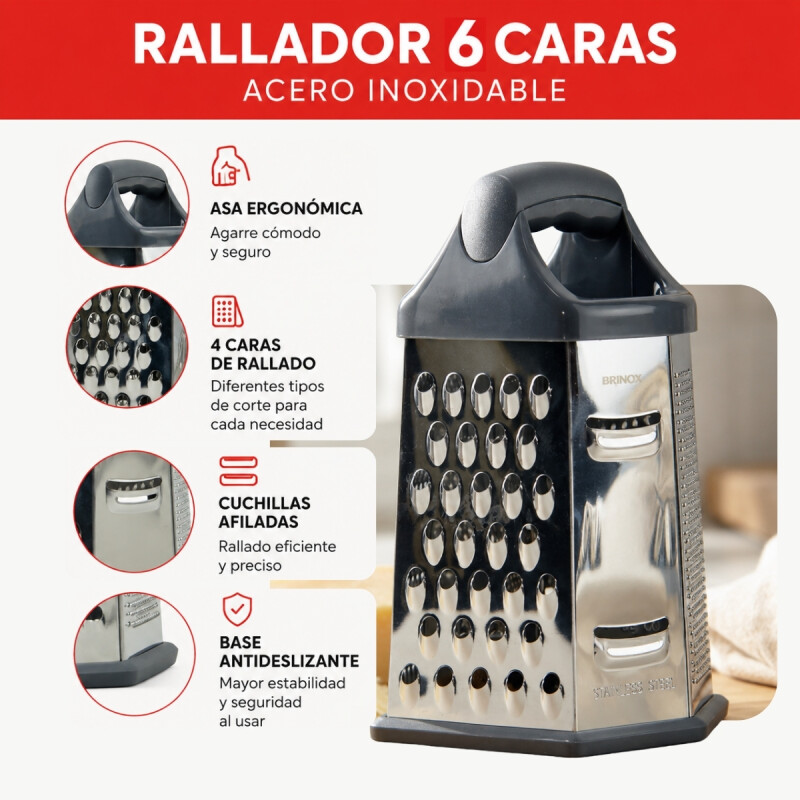 Rallador 6 caras 20 cm INOX