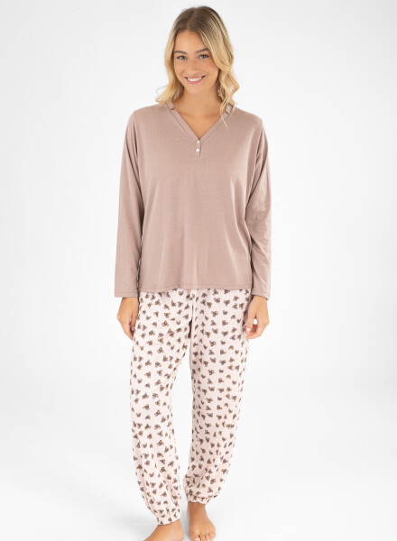 Pijama plain leopard Lila