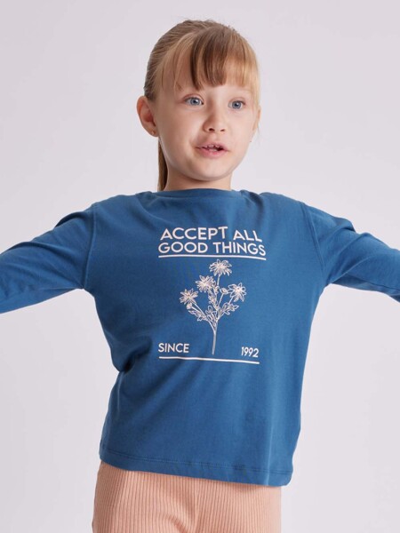 Remera manga larga Estampado Azul
