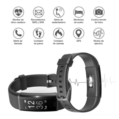 Reloj Inteligente Smartwatch Estilo Vida Fitness ID130PlusHR Negro