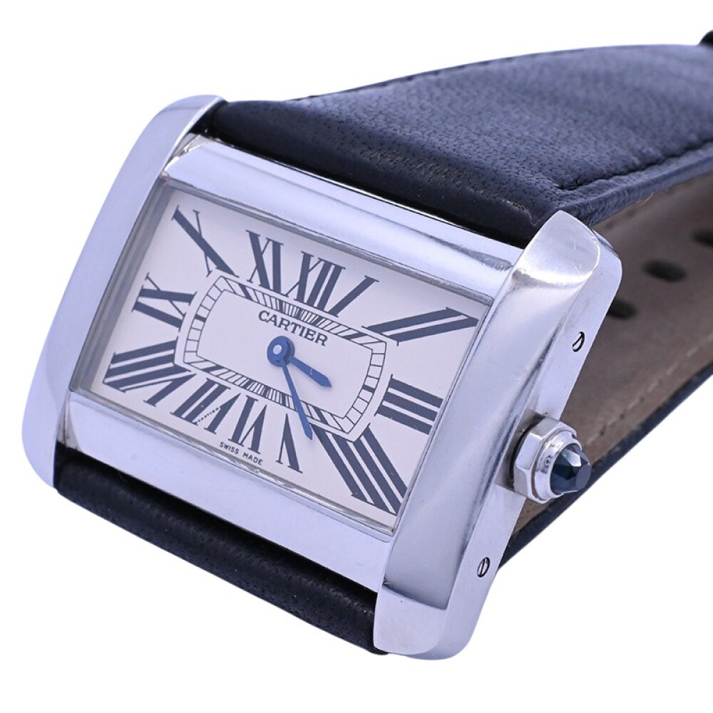 Cartier Tank Divan 2600 Quartz acero brazalete de cuero. Cartier Tank Divan 2600 Quartz acero brazalete de cuero.