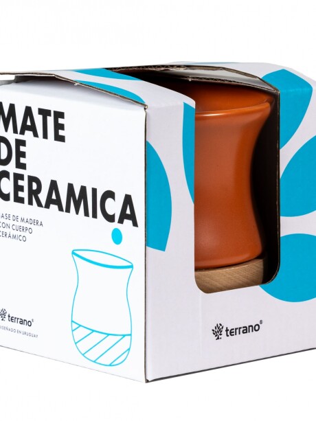 Mate Cerámica base Madera Terracota