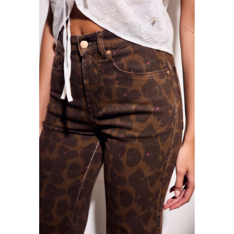 Jean Flared Wide Leg Estampado Chocolate
