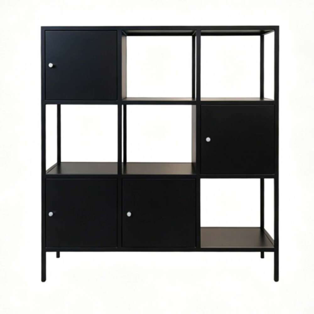 ESTANTERIA CON GUARDADO METAL NEGRO OLIVIA