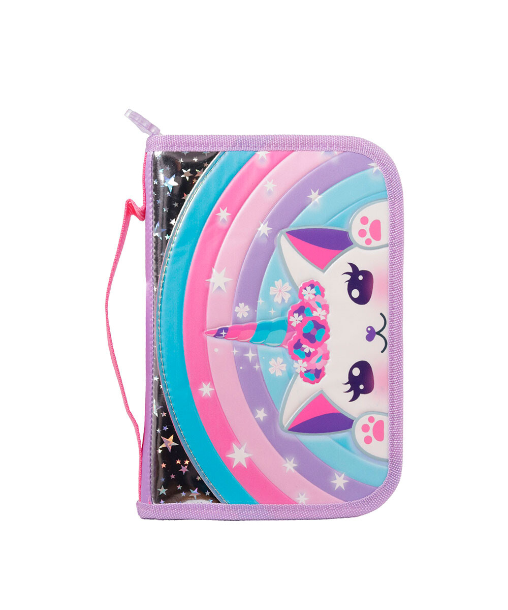 Cartuchera Footy 1 piso Gatito Unicornio - Violeta 