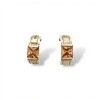 Caravanas Medio aro Zirconia-Plata y oro-Zirconia naranja-CA5116 conpiedra