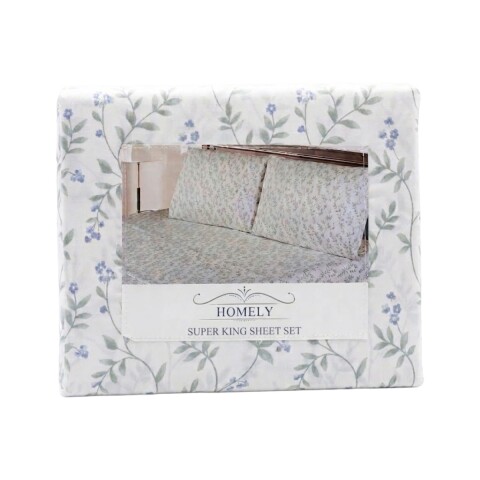 JGO SABANA FLORES AZUL S.KING 200X200+30CM 4PZ Unica