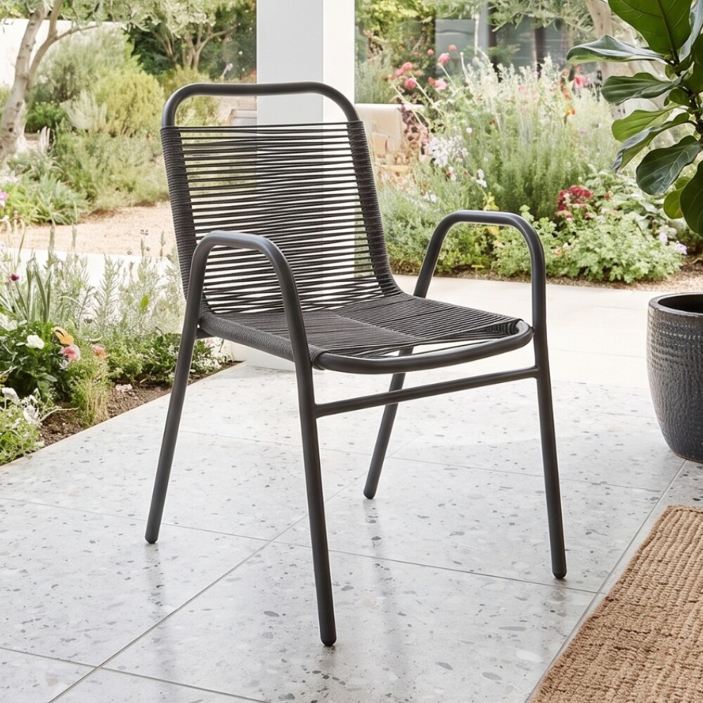 Silla de Jardín Simil Rattan Negro