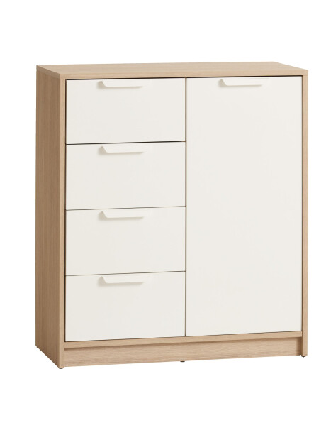 Cómoda JENSLEV 4 cajones 1 puerta color roble/bl Cómoda JENSLEV 4 cajones 1 puerta color roble/bl