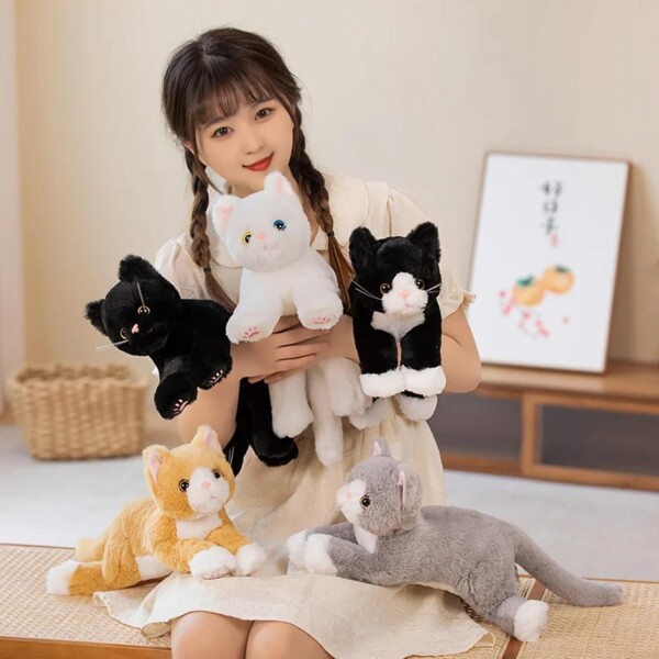 Peluche Gato Muñeco Decorativo Realista Regalo Niños Variante Color Gris