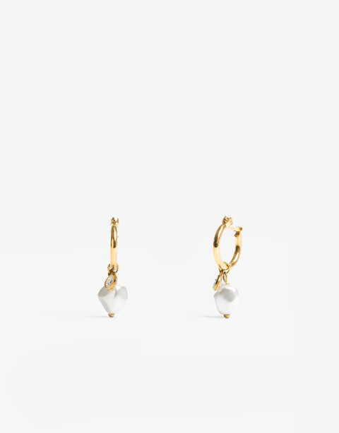 Aros Argollas Perla Argollas De Acero Con Perla - Dorado